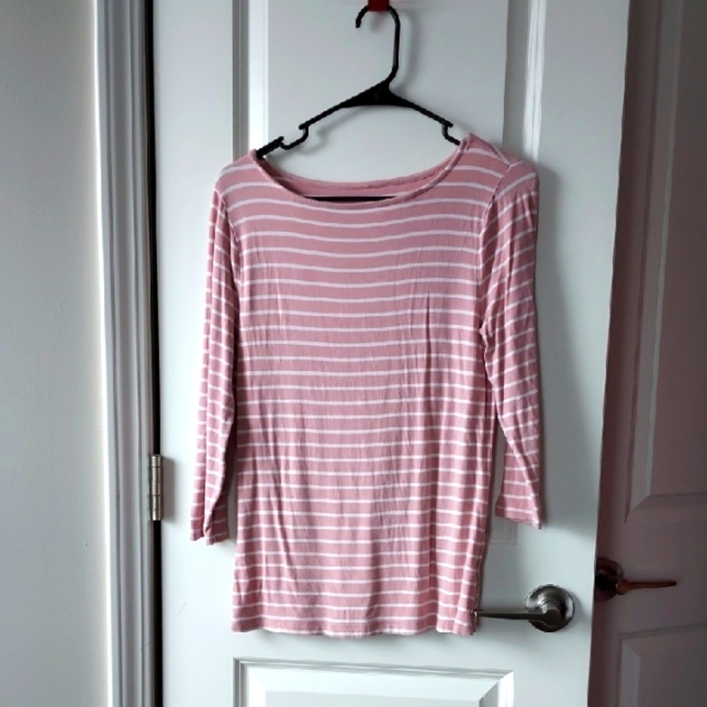 A. New Day Long Sleeve Pink Striped Women's Top Small